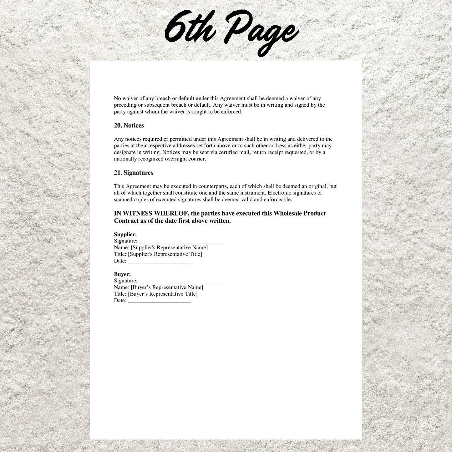 Wholesale Contract Template Editable Wholesale Product Purchase Agreement Form Supplier and Retailers Wholesale Business Purchase Agreement