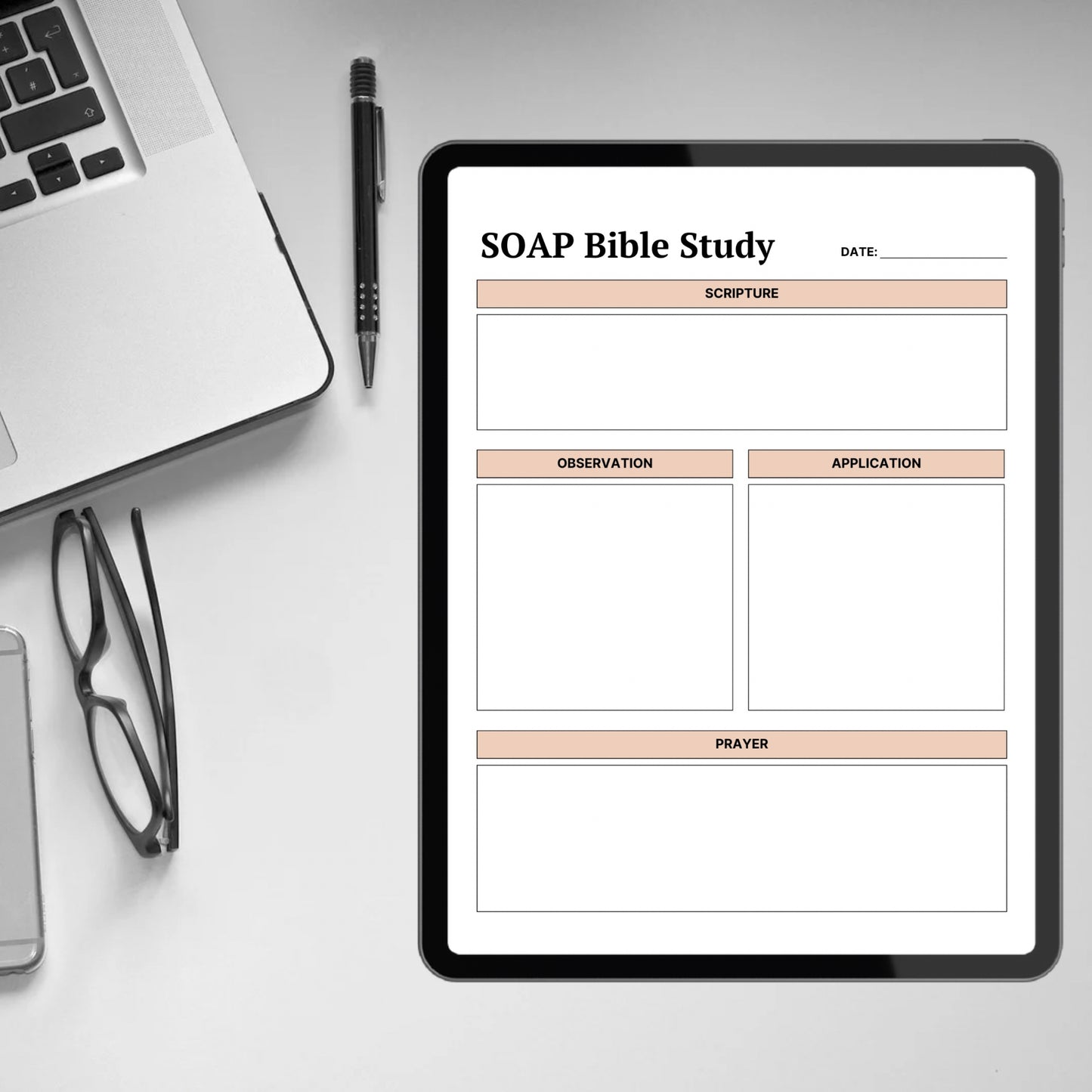 SOAP Bible Study Template Printable Bible Study Journal Guide Scripture Observation Application Devotional Prayer Bible Study Journal