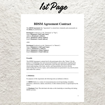 BDSM Contract Template Editable BDSM Agreement for Dom Sub Relationships Printable Dom Sub Contract Consensual Submissive BDSM Agreement