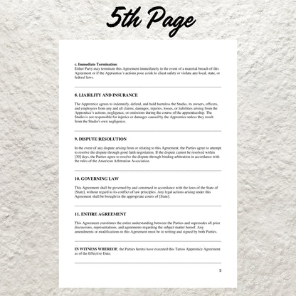 Tattoo Apprentice Contract Template Editable Tattoo Artist Apprenticeship Agreement Form Printable Tattoo Business Studio Apprentice Forms