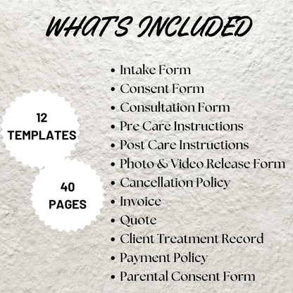 Tattoo Artist Forms Bundle Editable Tattoo Consent Form Printable Tattoo Intake Form Tattoo Artist Business Forms Tattoo Consent Document