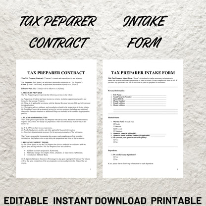 Tax Preparer Forms Bundle Editable Tax Preparer Intake Form Printable Tax Preparer Checklist Tax Office Forms Tax Preparers Forms Template