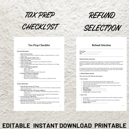 Tax Preparer Forms Bundle Editable Tax Preparer Intake Form Printable Tax Preparer Checklist Tax Office Forms Tax Preparers Forms Template