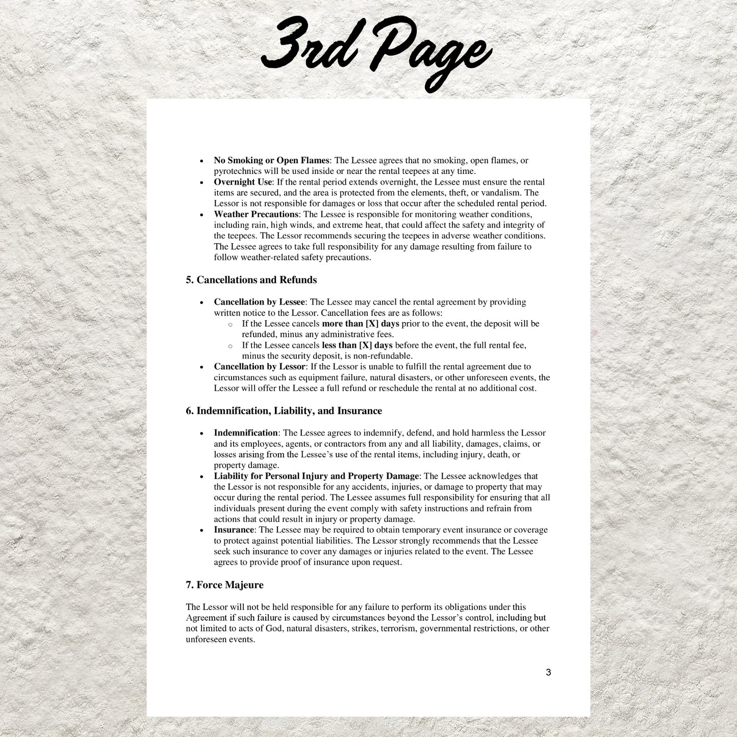 Teepee Rental Agreement Template Editable Teepee Rental Contract Printable Teepee Rental Terms Sleepover Party Rental Agreement Teepee Form