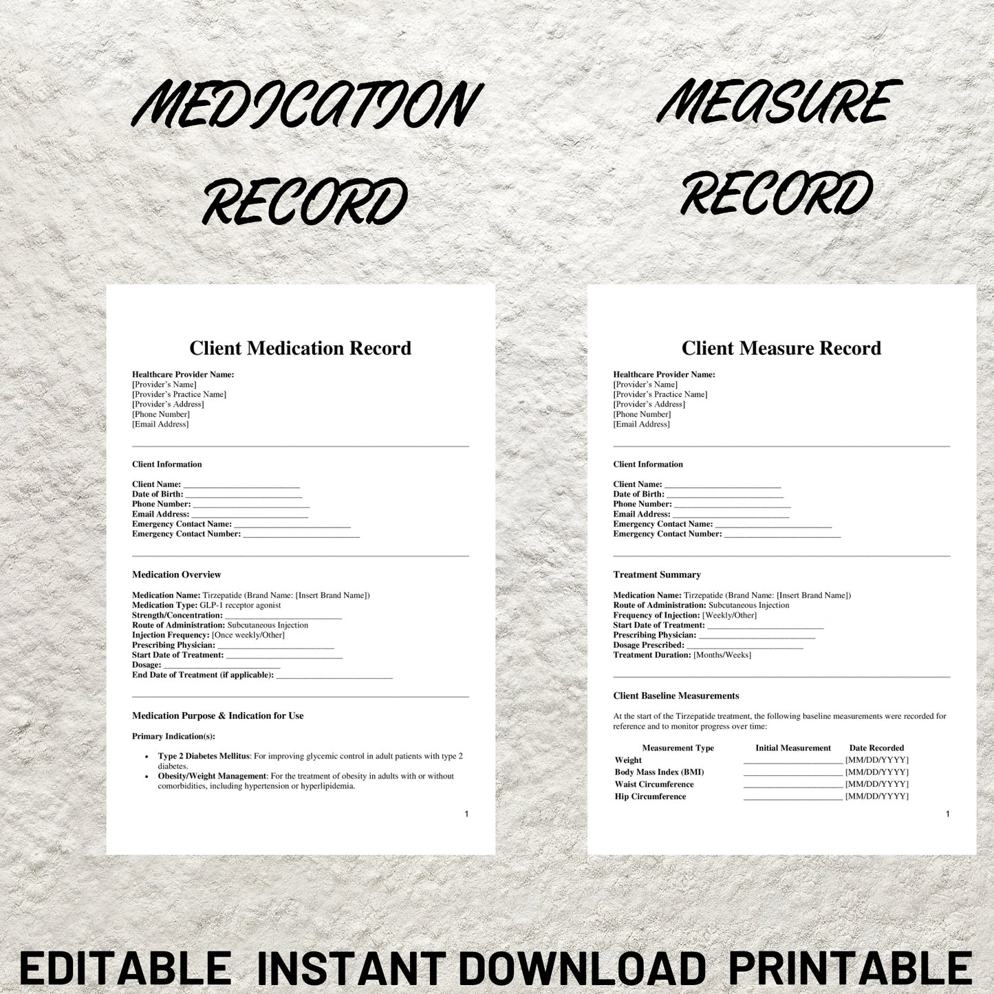 Tirzepatide Weight Loss Injection Consent Form Bundle Printable Tirzepatide Client Intake Form Weight Loss Consultation Tirzepatide Forms