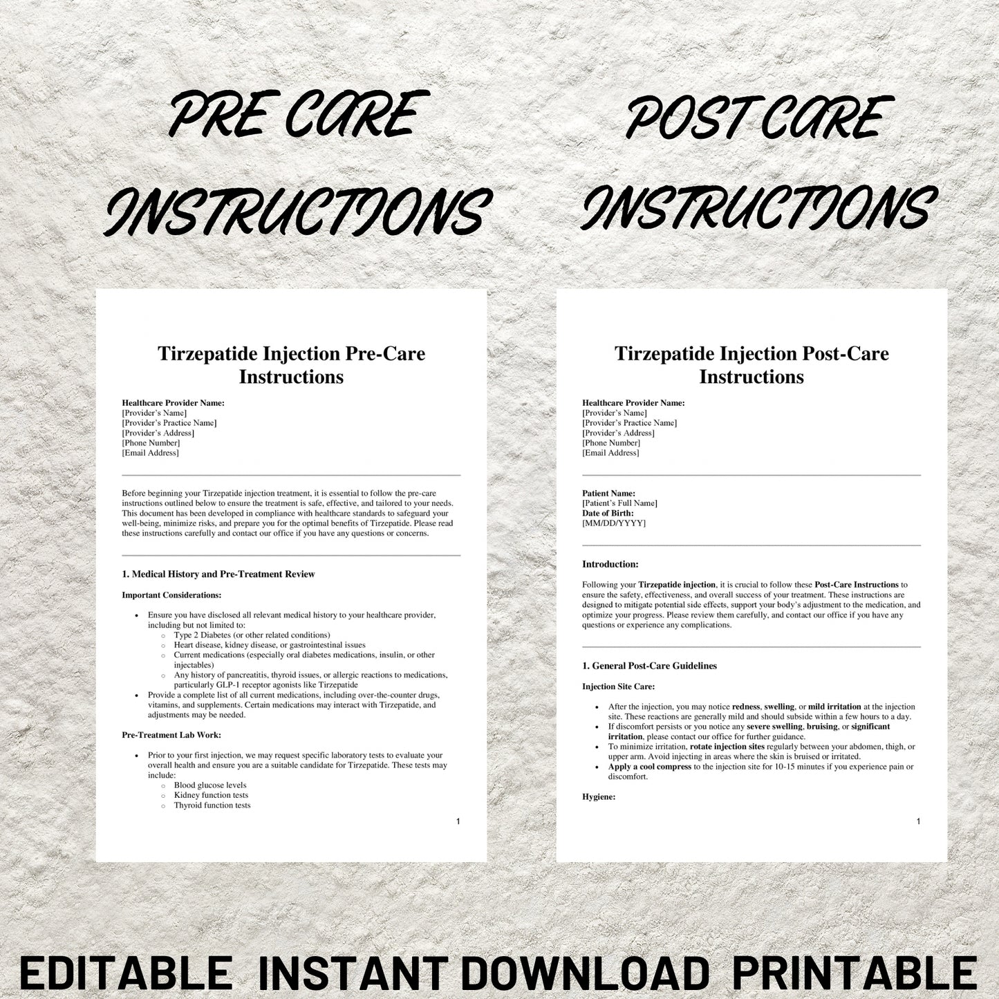 Tirzepatide Weight Loss Injection Consent Form Bundle Printable Tirzepatide Client Intake Form Weight Loss Consultation Tirzepatide Forms