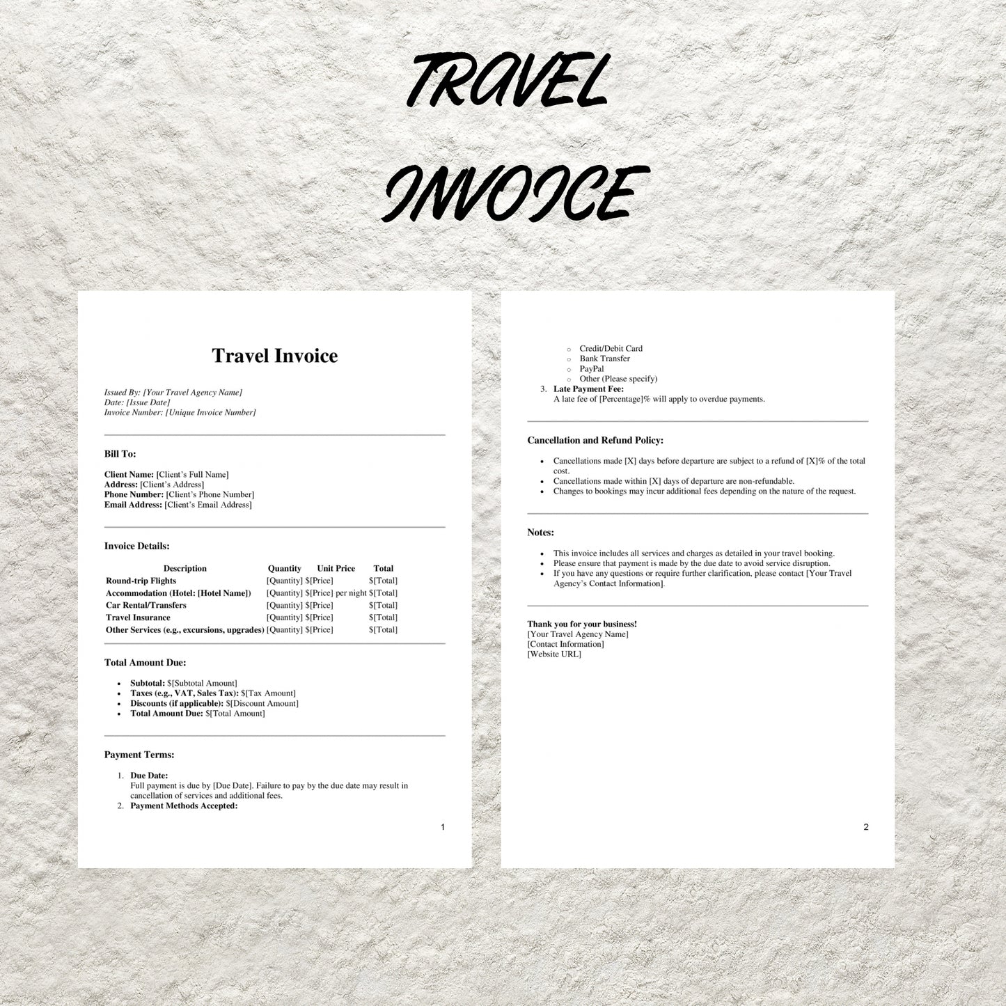 Travel Agent Forms Bundle Editable Travel Business Form Travel Invoice Quote Form Travel Inquiry Travel Agent Proposal Template Booking Info