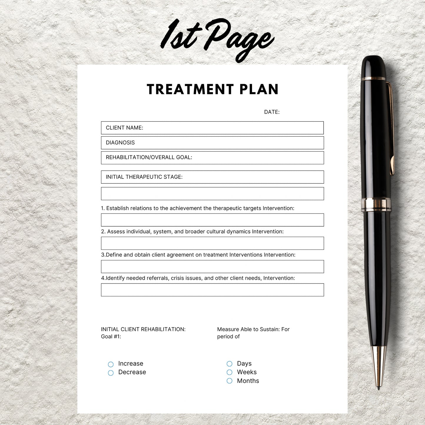 Treatment Plan Template Printable Therapy Treatment Plan Goals and Objectives Form Counseling Therapist Template Therapy Notes Therapy Tools