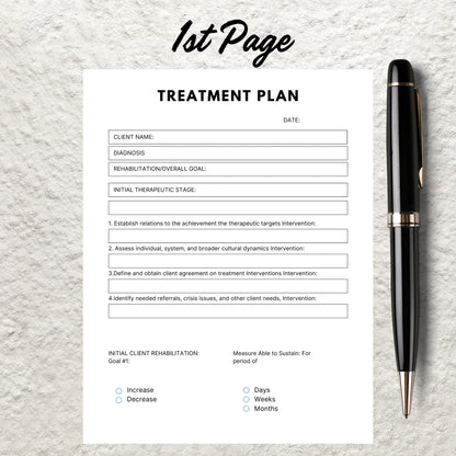 Treatment Plan Template Printable Therapy Treatment Plan Goals and Objectives Form Counseling Therapist Template Therapy Notes Therapy Tools