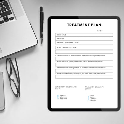 Treatment Plan Template Printable Therapy Treatment Plan Goals and Objectives Form Counseling Therapist Template Therapy Notes Therapy Tools