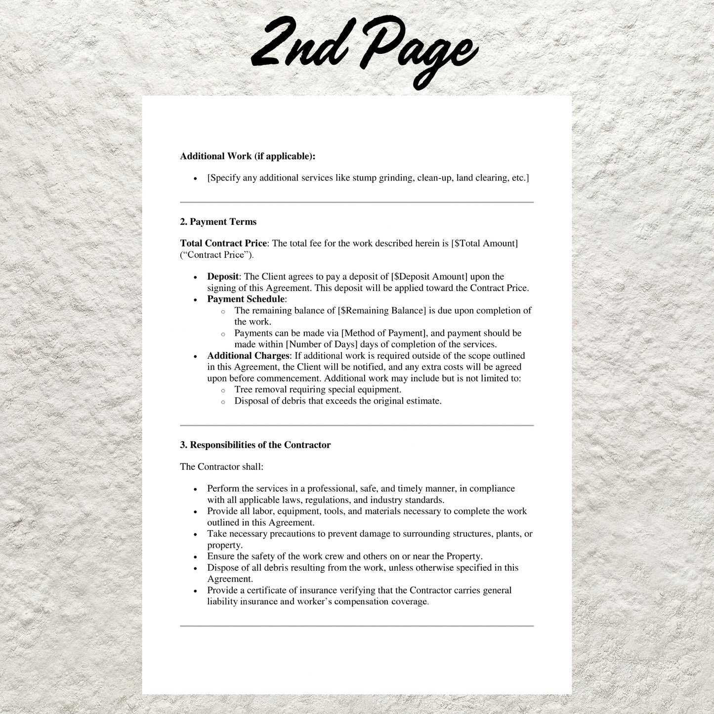 Tree Trimming Contract Template Editable Tree Removal Service Agreement Printable Tree Service Contract Tree Service Arborist Contract Form