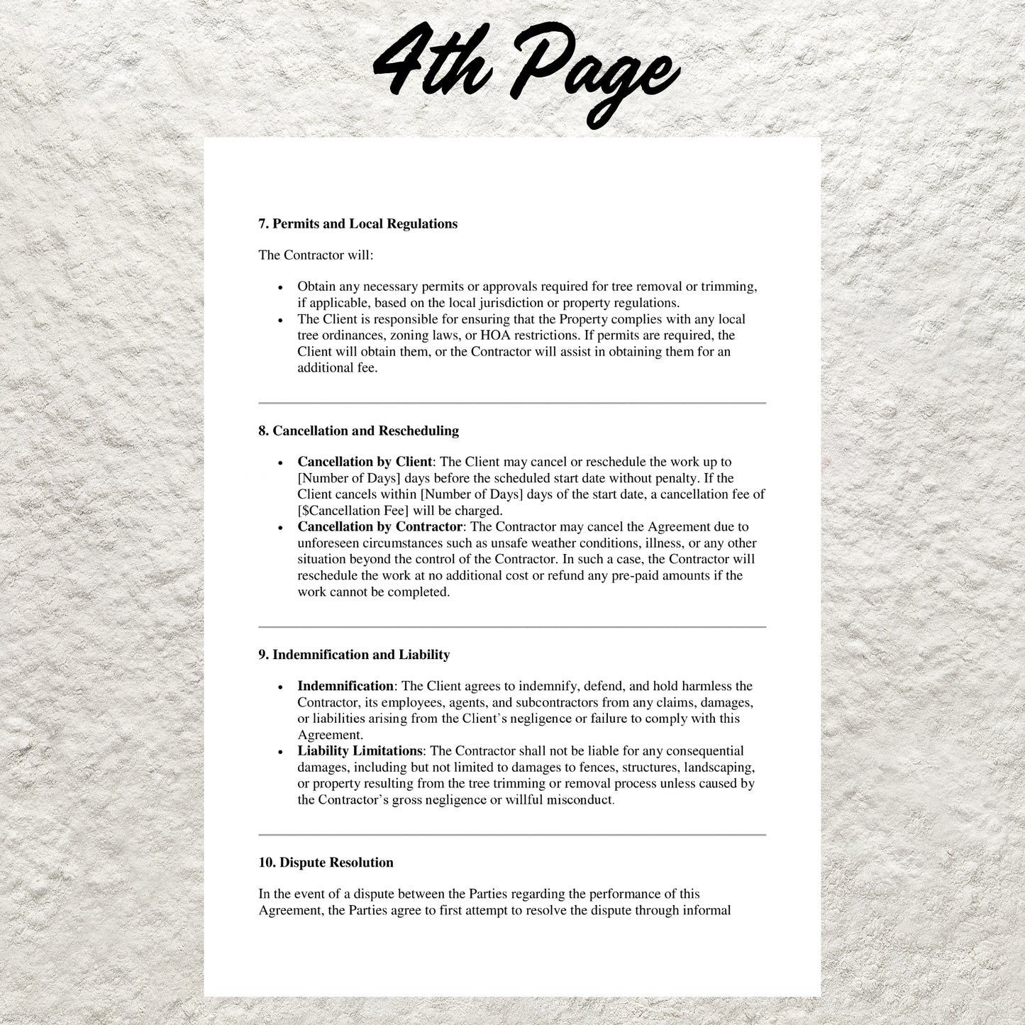 Tree Trimming Contract Template Editable Tree Removal Service Agreement Printable Tree Service Contract Tree Service Arborist Contract Form