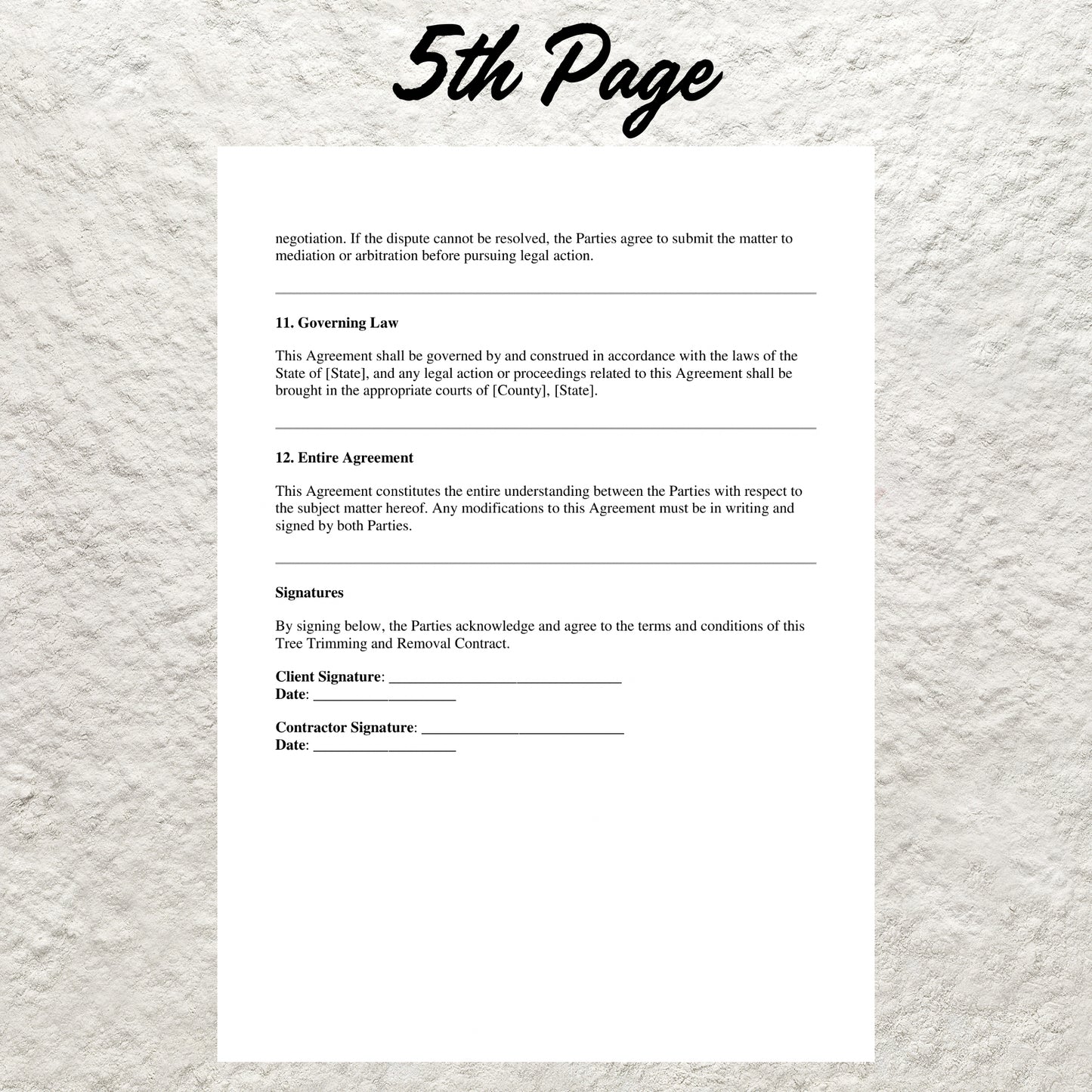 Tree Trimming Contract Template Editable Tree Removal Service Agreement Printable Tree Service Contract Tree Service Arborist Contract Form