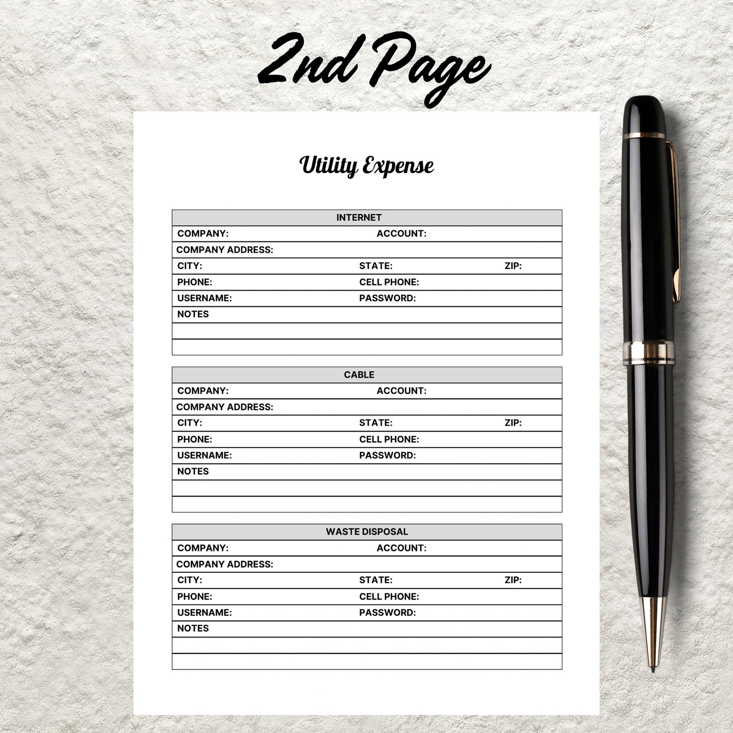 Utility Bill Tracker Template Printable Utility Contacts Utility Service Providers Information Tracker Contact List House Organizer