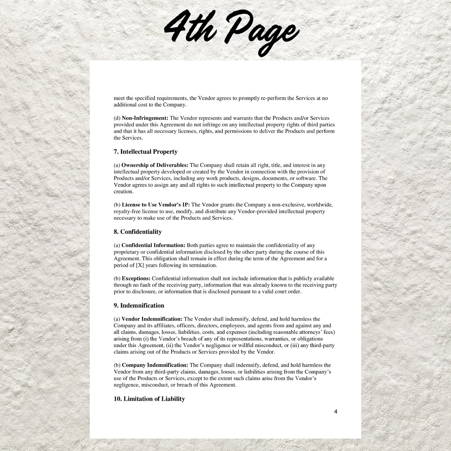 Vendor Agreement Template Editable Vendor Agreement Printable Small Business Contract Business Services Agreement Exclusive Supply Contract