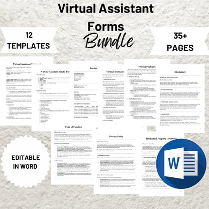 Virtual Assistant Client Onboarding Template Bundle Editable Virtual Assistant Contract Printable Intake Form Virtual Assistant Service Form