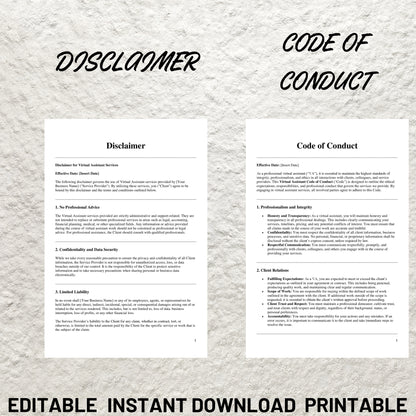 Virtual Assistant Client Onboarding Template Bundle Editable Virtual Assistant Contract Printable Intake Form Virtual Assistant Service Form