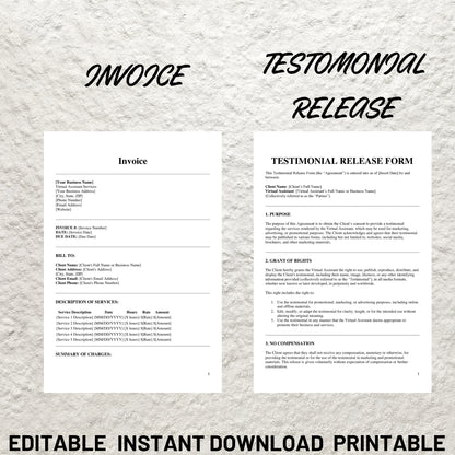 Virtual Assistant Client Onboarding Template Bundle Editable Virtual Assistant Contract Printable Intake Form Virtual Assistant Service Form