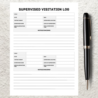 Visitation Log Template Printable Child Care Custody Log Child Visits Tracker Visitation Notes Custody Co Parenting Timesharing Planner