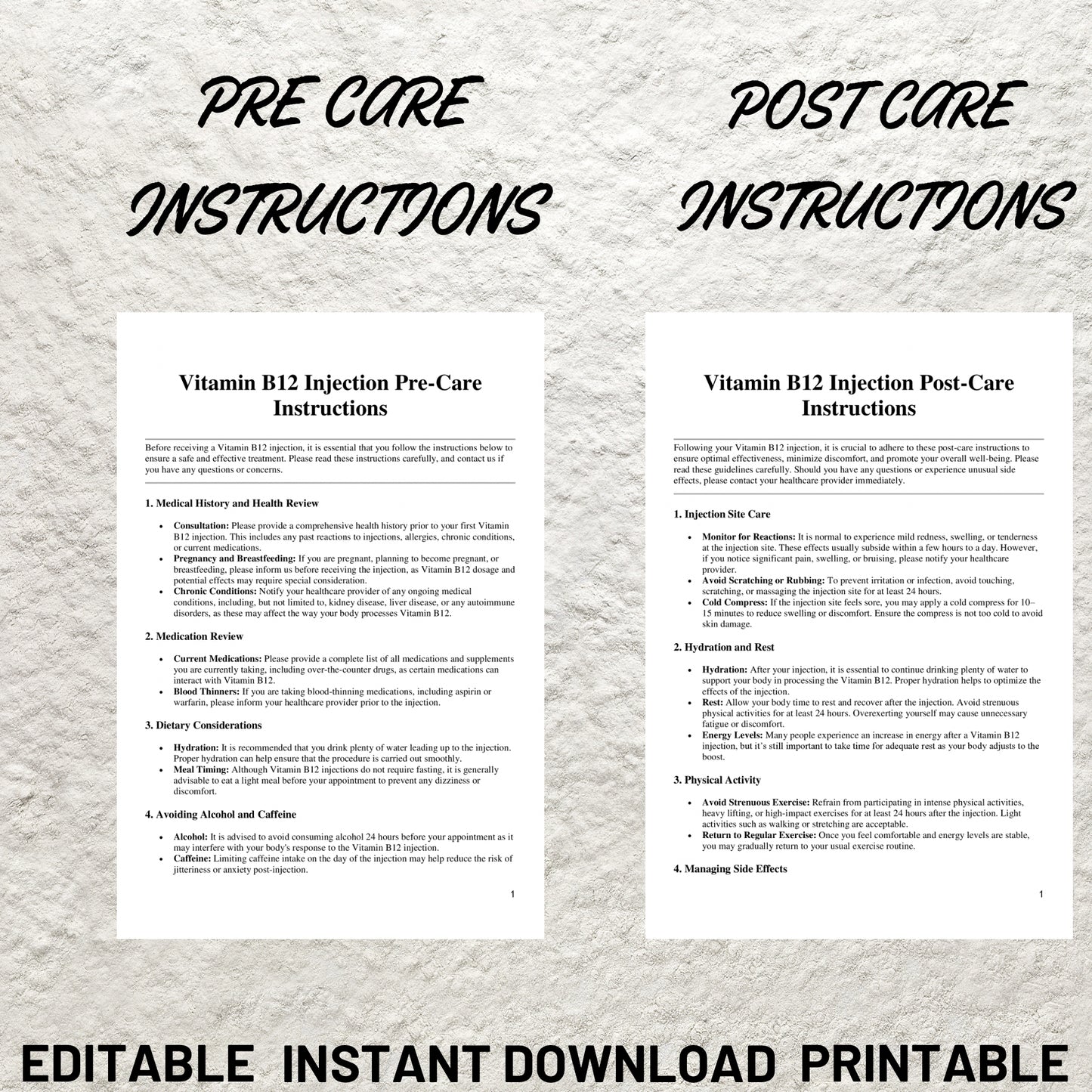 Vitamin B12 Injection Forms Bundle Editable B12 Injections Consent Form Printable Vitamin B12 Injection Client Intake Form Injector Forms