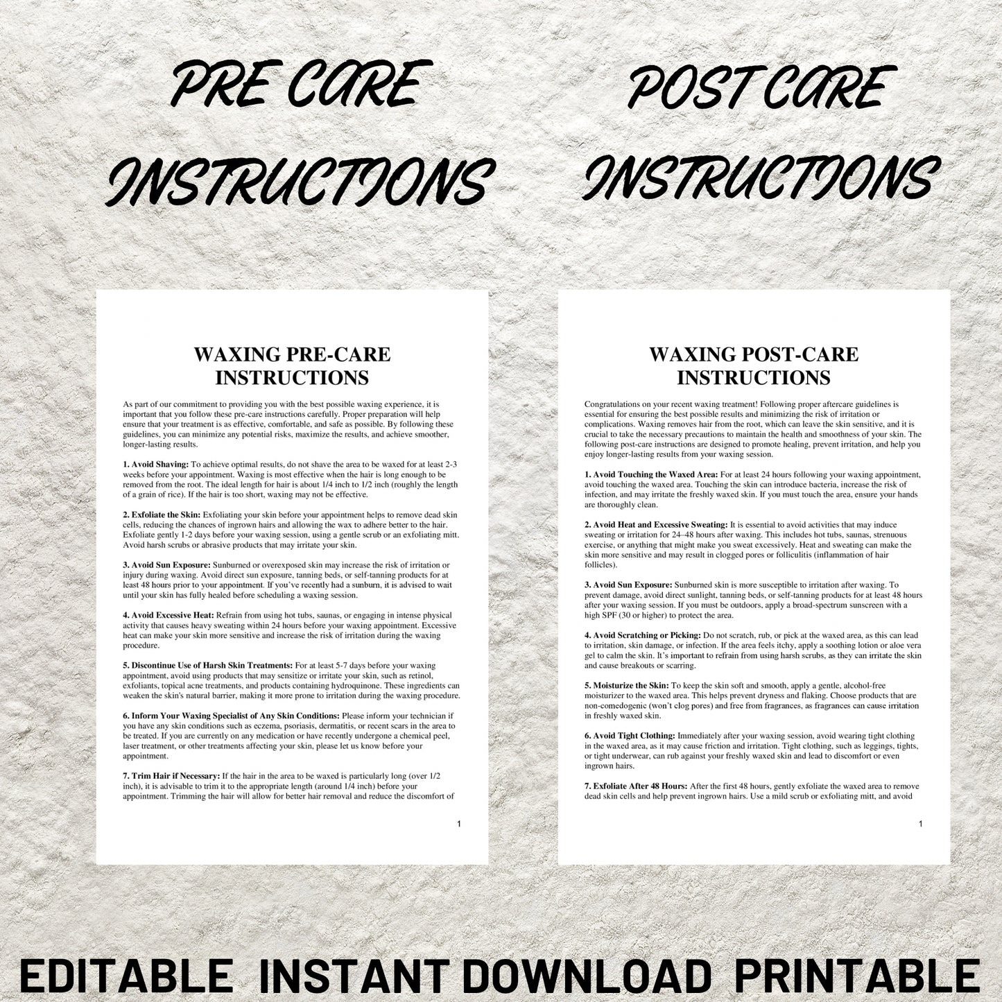 Waxing Treatment Forms Bundle Editable Waxing Consent Form Printable Waxing Consultation Form Waxing Intake Esthetician Forms Templates