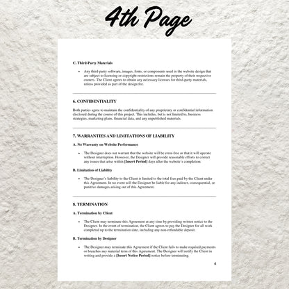 Website Design Contract Template Editable Web Design Service Agreement Printable Freelance Website Designer Agreement Web Designer Form