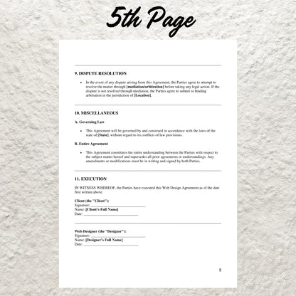 Website Design Contract Template Editable Web Design Service Agreement Printable Freelance Website Designer Agreement Web Designer Form