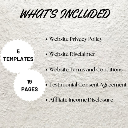 Website Legal Language Template Bundle Editable Website Privacy Policy Printable Website Terms and Conditions Website Legal Disclaimers