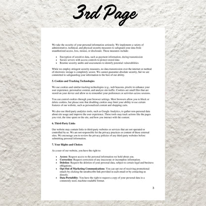 Website Privacy Policy Template Editable Privacy Policy Agreement Printable Online Privacy Policy Website Legal Agreement Template Form