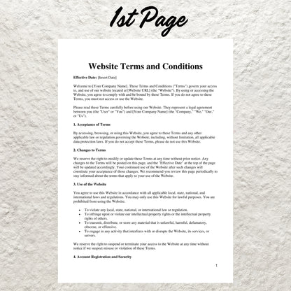 Website Terms and Conditions Template Editable Website Disclaimer Printable Website Terms of Use Online Terms and Conditions Website Legal