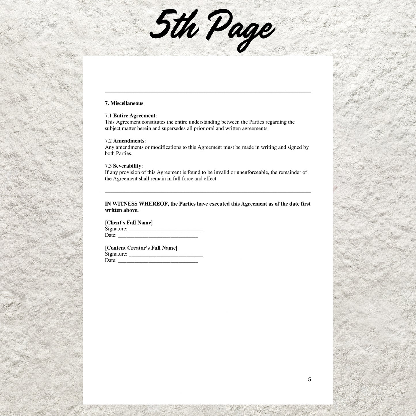 Wedding Content Creator Contract Template Editable Content Creator Services Agreement Wedding Photography & Videography Contract Forms