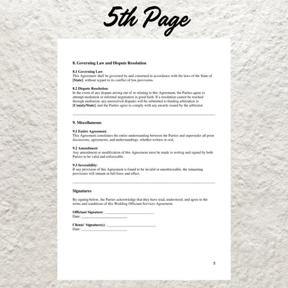 Wedding Officiant Contract Template Editable Wedding Officiant Service Agreement Printable Wedding Officiant Contract Wedding Event Forms