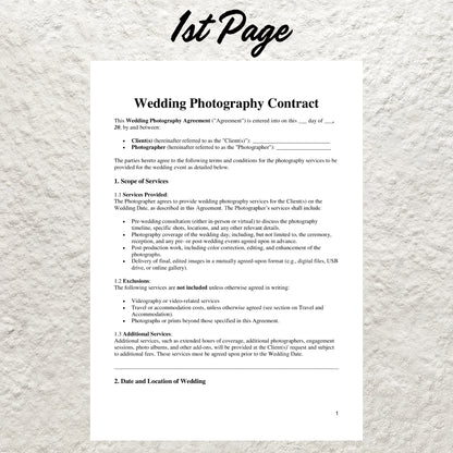 Wedding Photography Contract Template Editable Photography Forms Printable Photography Contract for Photographers Wedding Photography Form