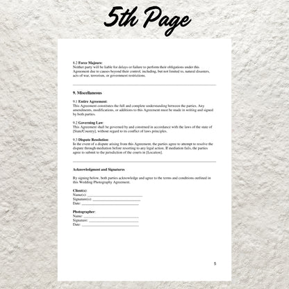 Wedding Photography Contract Template Editable Photography Forms Printable Photography Contract for Photographers Wedding Photography Form