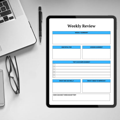 Weekly Review Template Printable Weekly Reflection Journal Editable Weekly Evolution Weekly Summary Weekly Check In Daily Gratitude Planner