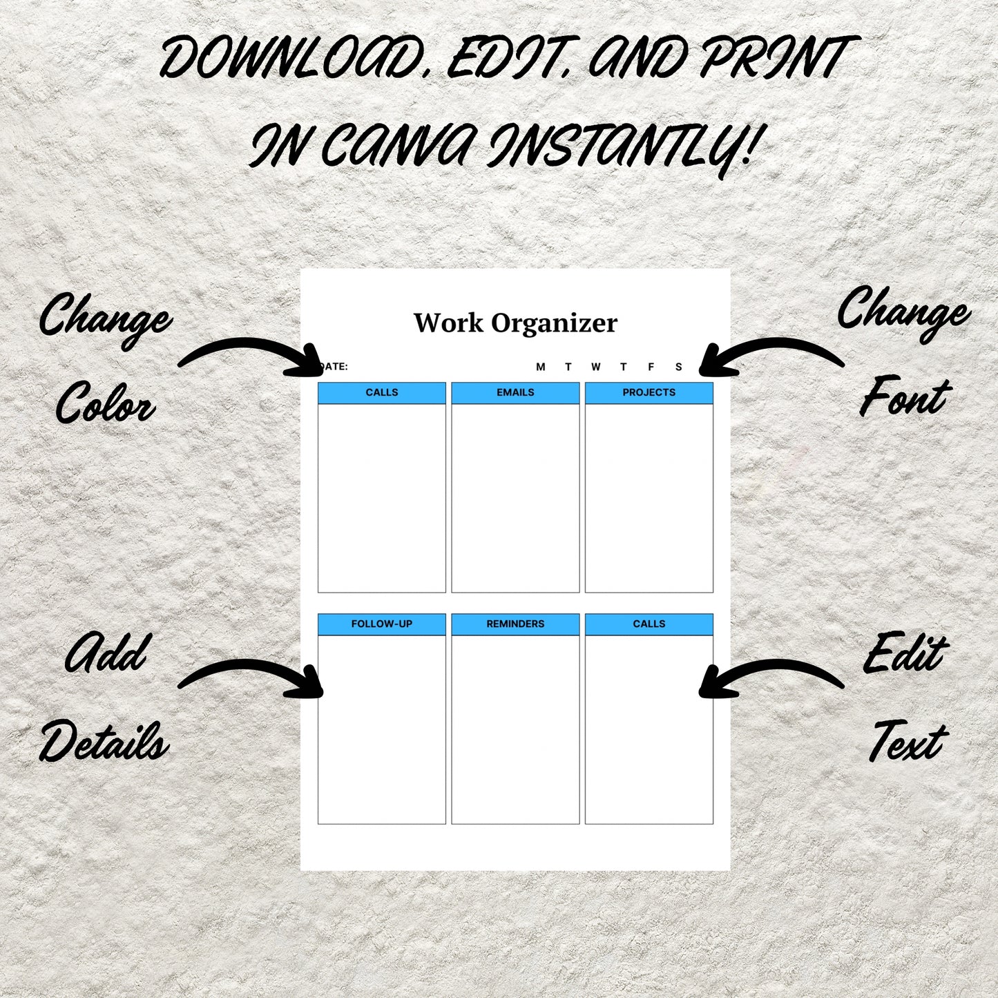 Work Day Organizer Template Printable Work Day Planner Work From Home To Do List Office Organizer Work Schedule Log Daily Business Planner