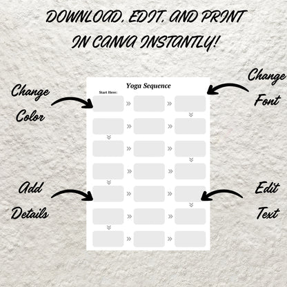 Yoga Sequence Planner Printable Yoga Class Plan Yoga Sequence Pages Template Yoga Teacher Plan Planner Yoga Sequence Poses Method Exercise