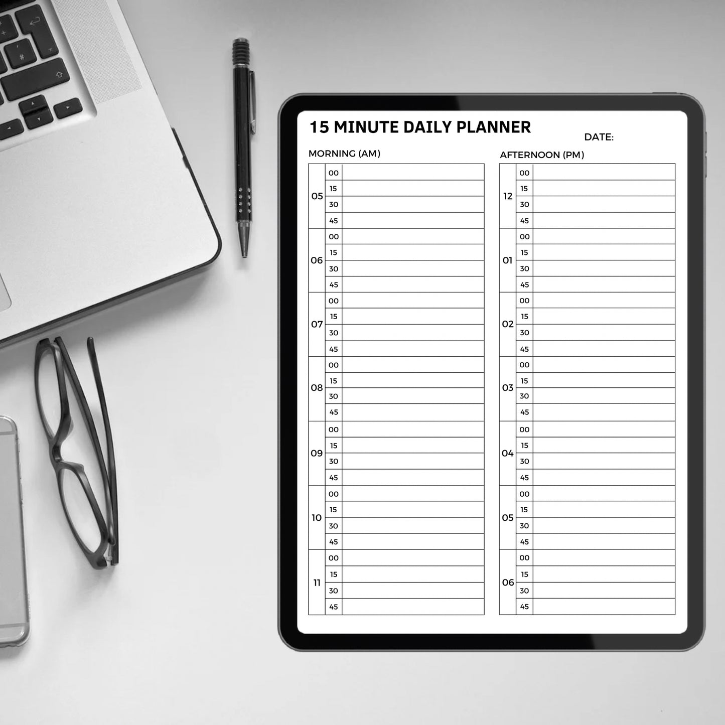 15 Minute Planner Editable 15 Minute Daily Planner Appointment Book Reminder Tracker 15 Minute Hourly Schedule Time Blocking Template