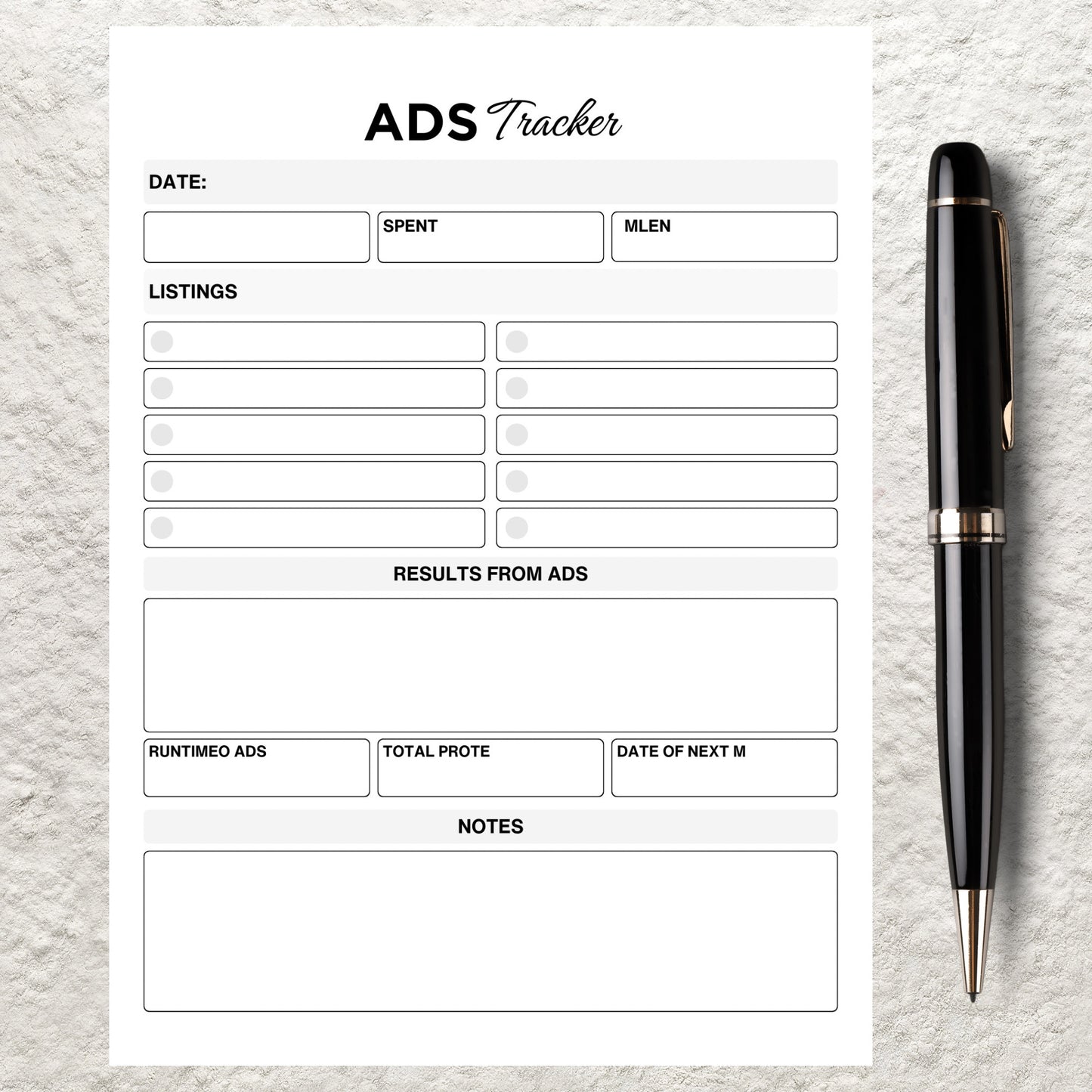 Ad Campaign Tracker Template Printable Ad Tracker Business Advertising Tracking Log Advertising Expense Social Media Business Plan Planner