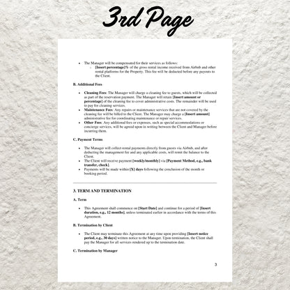 Airbnb Property Management Contract Template Editable Short Term Rental Property Management Agreement Printable Vacation Property Manager