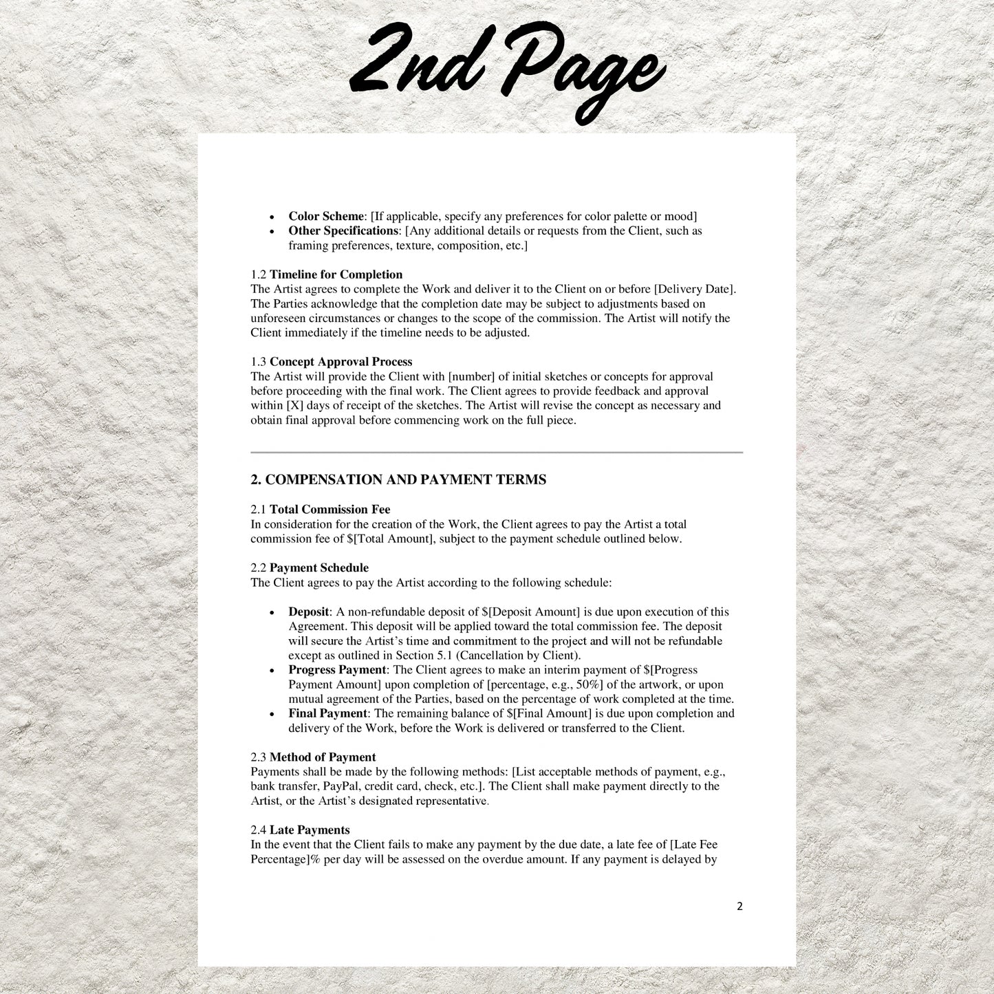 Artist Commission Contract Template Editable Artist Service Agreement Printable Art Commission Agreement Template Painter Artist Contract