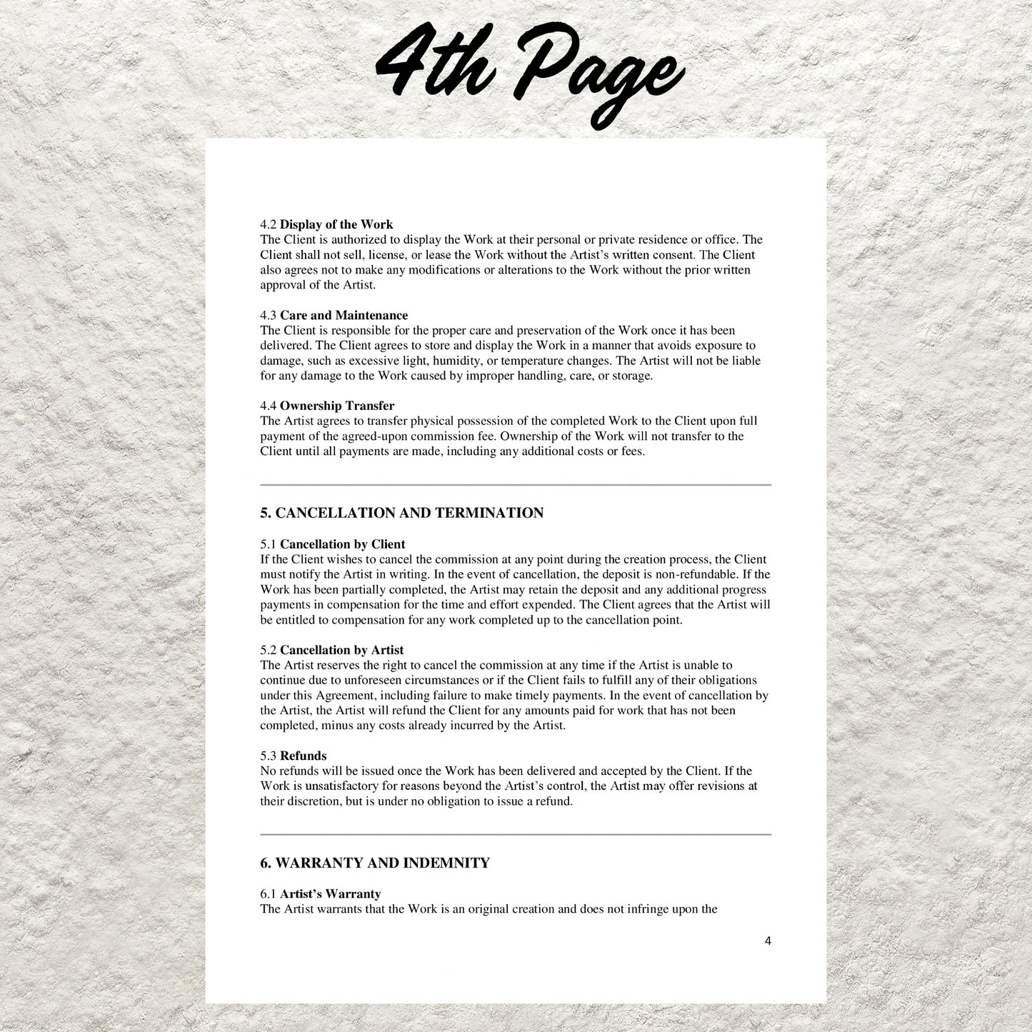 Artist Commission Contract Template Editable Artist Service Agreement Printable Art Commission Agreement Template Painter Artist Contract