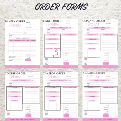 Bakery Business Order Forms Template Bundle Editable in Canva Cake Cookie Order Sheet Form Price List Invoice Template Printable PDF