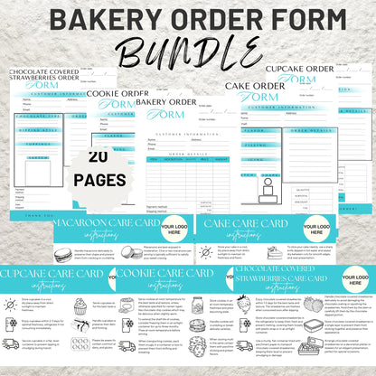 Bakery Business Order Forms Template Bundle Editable in Canva Cake Cookie Order Sheet Form Price List Invoice Template Printable PDF