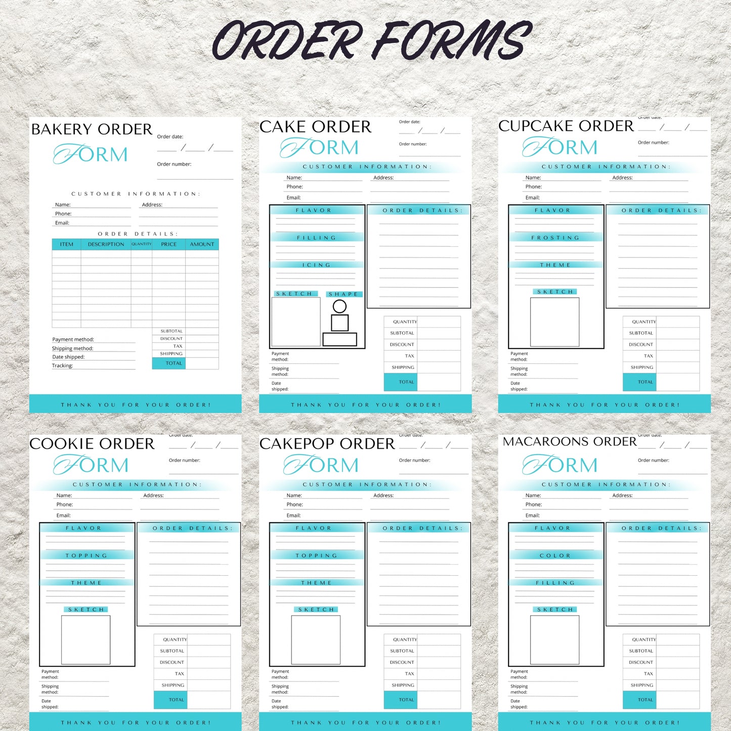 Bakery Business Order Forms Template Bundle Editable in Canva Cake Cookie Order Sheet Form Price List Invoice Template Printable PDF