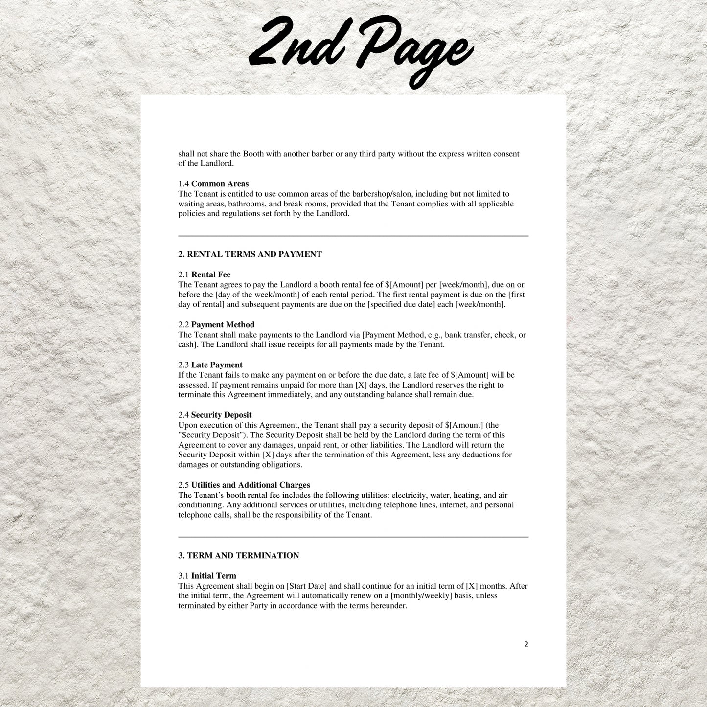 Barber Booth Rental Agreement Template Editable Barber Booth Rental Contract Printable Professional Hair Barber Shop Lease Agreement Form