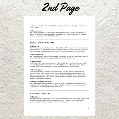 Barber Booth Rental Agreement Template Editable Barber Booth Rental Contract Printable Professional Hair Barber Shop Lease Agreement Form