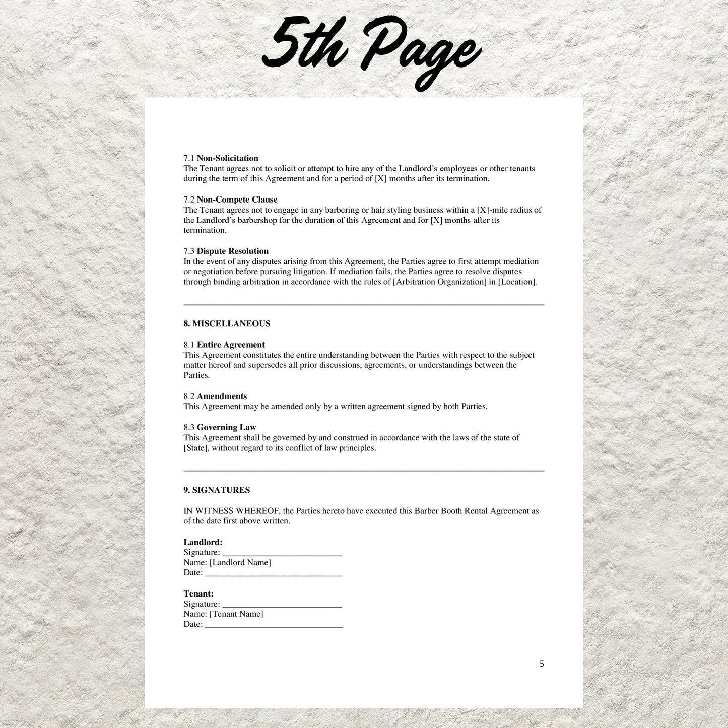 Barber Booth Rental Agreement Template Editable Barber Booth Rental Contract Printable Professional Hair Barber Shop Lease Agreement Form