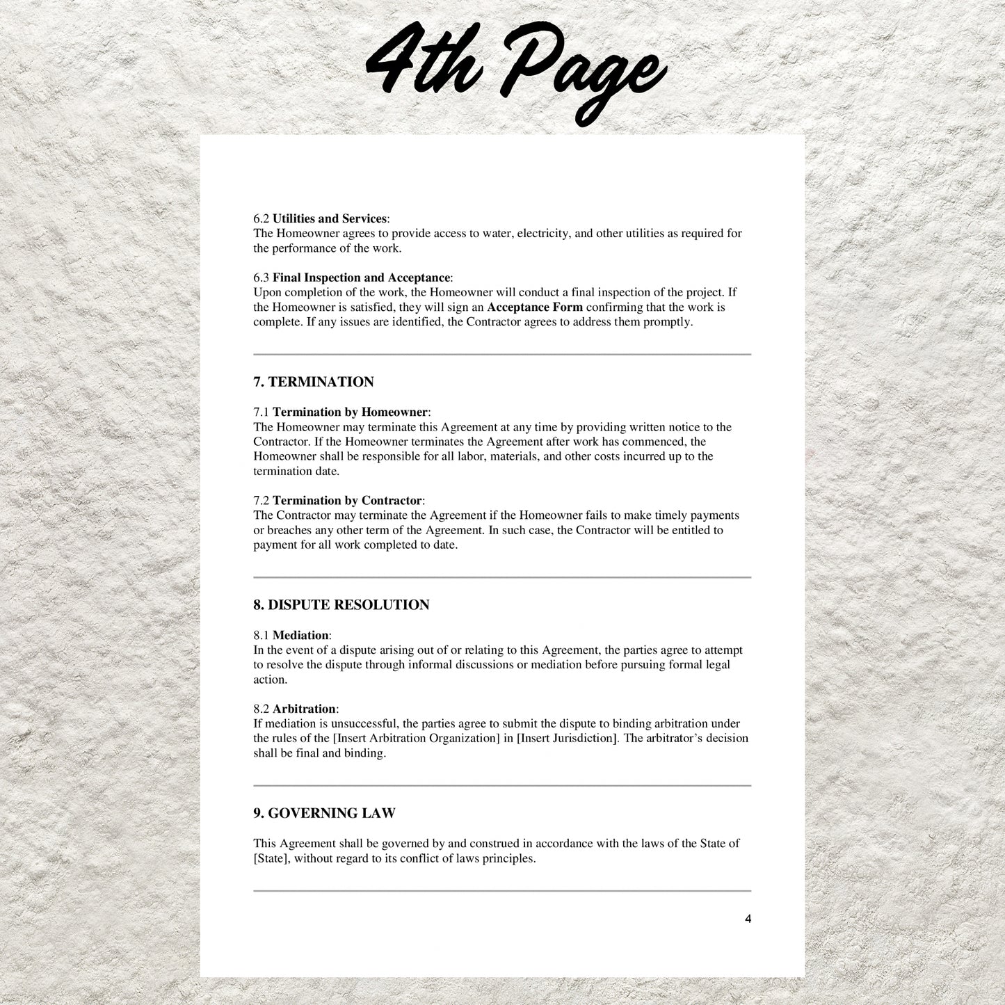 Bathroom Remodel Contract Template Editable Bathroom Remodel Agreement Printable Professional Construction Bathroom Remodeling Contract Form