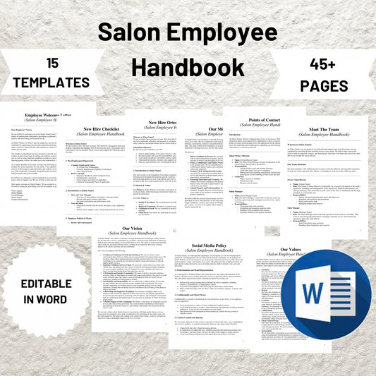 Beauty Salon Employee Handbook Editable Beauty Salon Staff Policies and Procedures Printable Employee Handbook Template Hair Salon Handbook